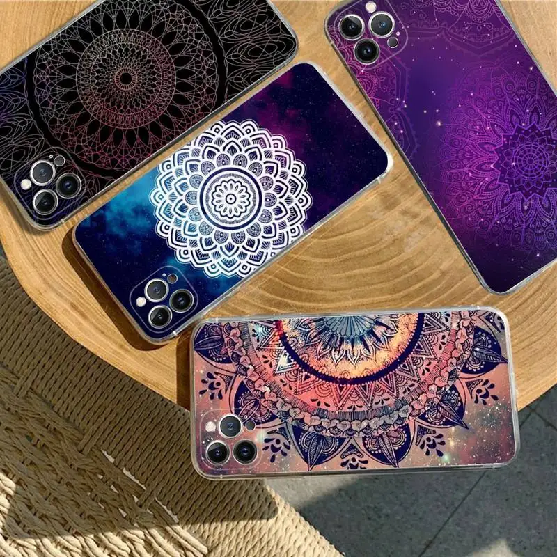 

Blue Totem Mandala Flower Phone Case Silicone Soft for iphone 14 13 12 11 Pro Mini XS MAX 8 7 6 Plus X XS XR Cover