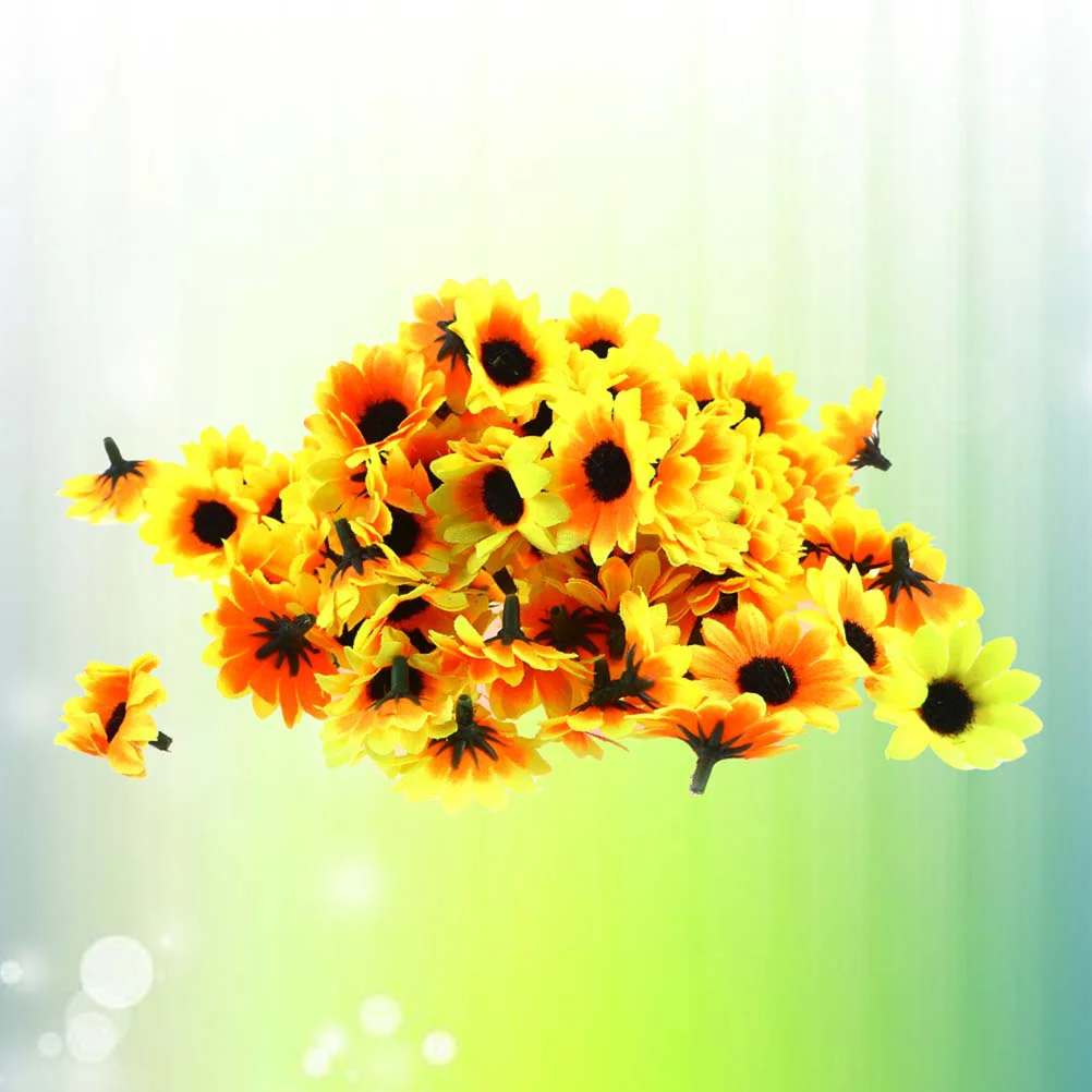 

Sunflower Fake Artificial Head Silk Yellow Headsflowers Looking Decoration Home Daisy Bulk Sunflowersflower Faux Hat