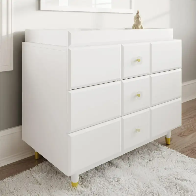 

3-Drawer Dresser with Gold Hardware, White Lazy susan turntable