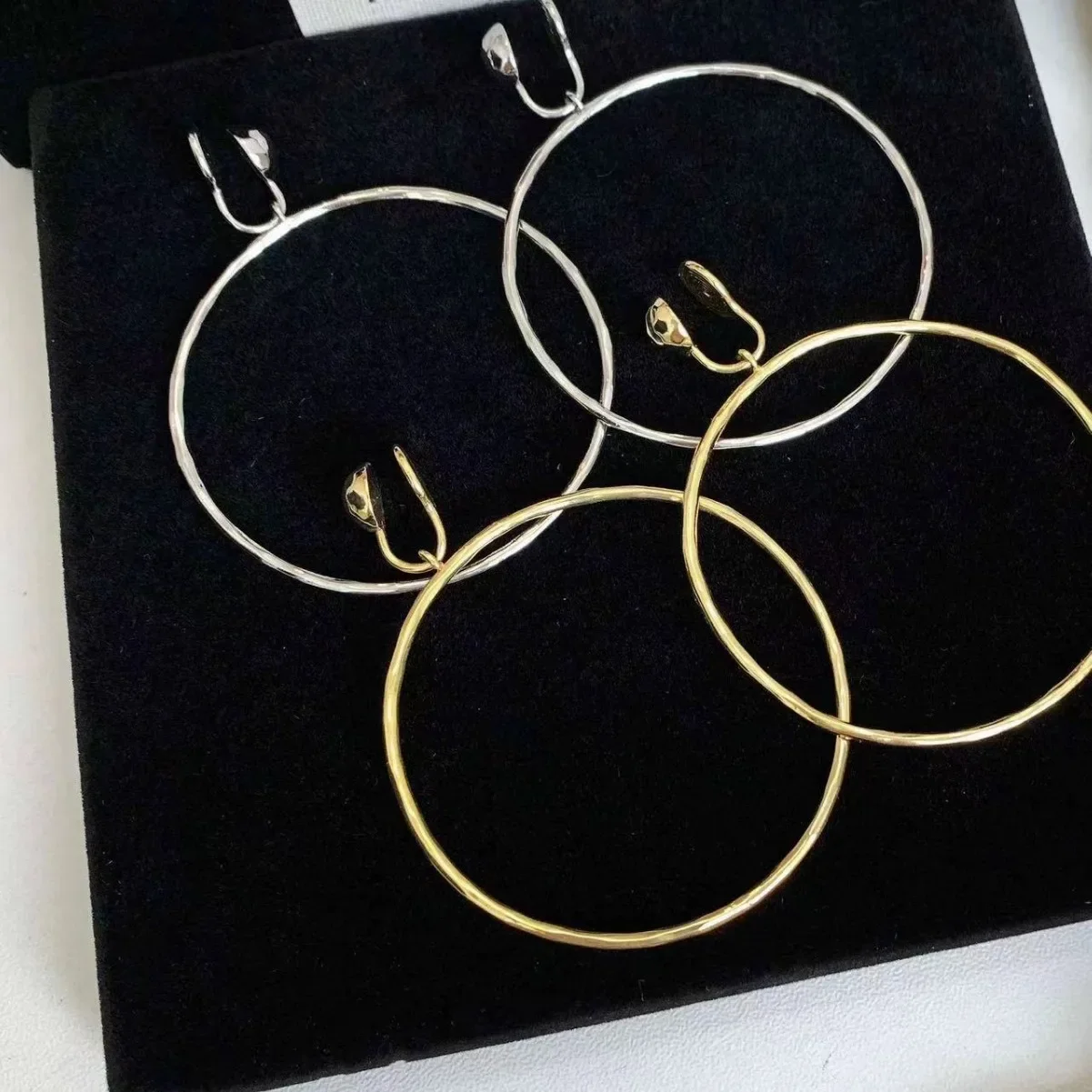 Новое женское уникальное 60 мм медное большое кольцо с прессованным цветком