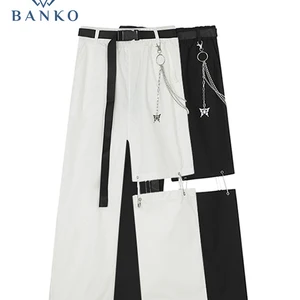 Tide Streetwear Women Pants Gothic Oversize Wide Leg With Belt Trousers Casual Hip-hop Y2k Harajuku 