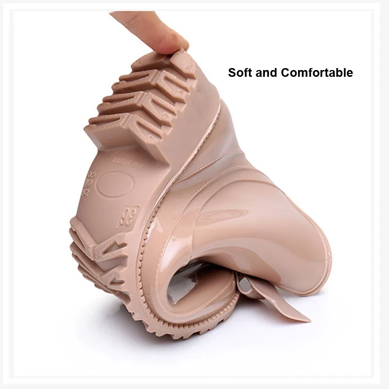 New Fashion Rainy Shoes Women Comfort Waterproof Anti-skid Water Shoes Nature Rubber Cute Butterfly Low Middle Rainy Boots Girls