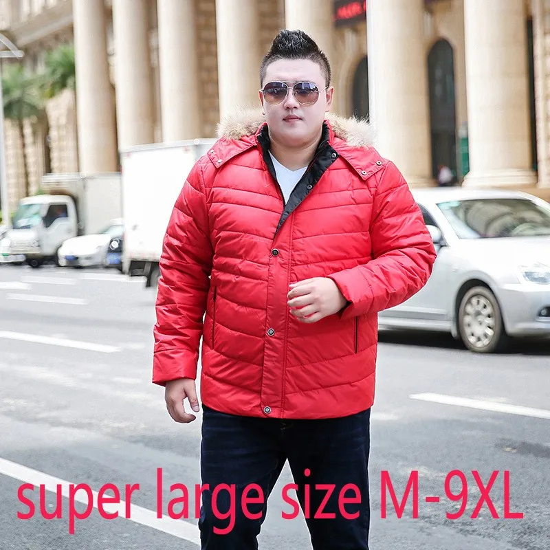 

New Fashion Super Large Men Fur Collar Hooded Extra Large Youth Thickened Winter Casual Down Jacket Plus Size M-6XL 7XL 8XL 9XL