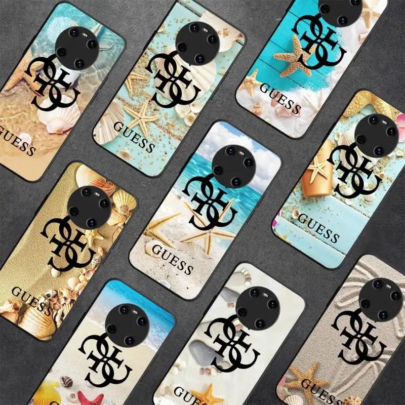 

Blue Wood Seashells Sea Star Brand Guess Phone Case For Huawei Y5 Y62019 Y52018 Y92019 funda case for 9prime2019