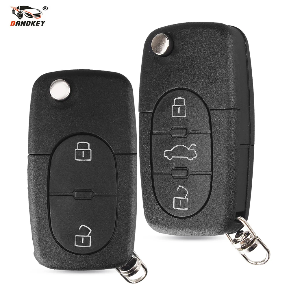 

Dandkey 10pcs/20pcs for Audi key 3 Button Remote Flip Car Key Case Shell Blade for Audi A3 A4 A6 A8 TT Quattro CR2020 Fob Blank