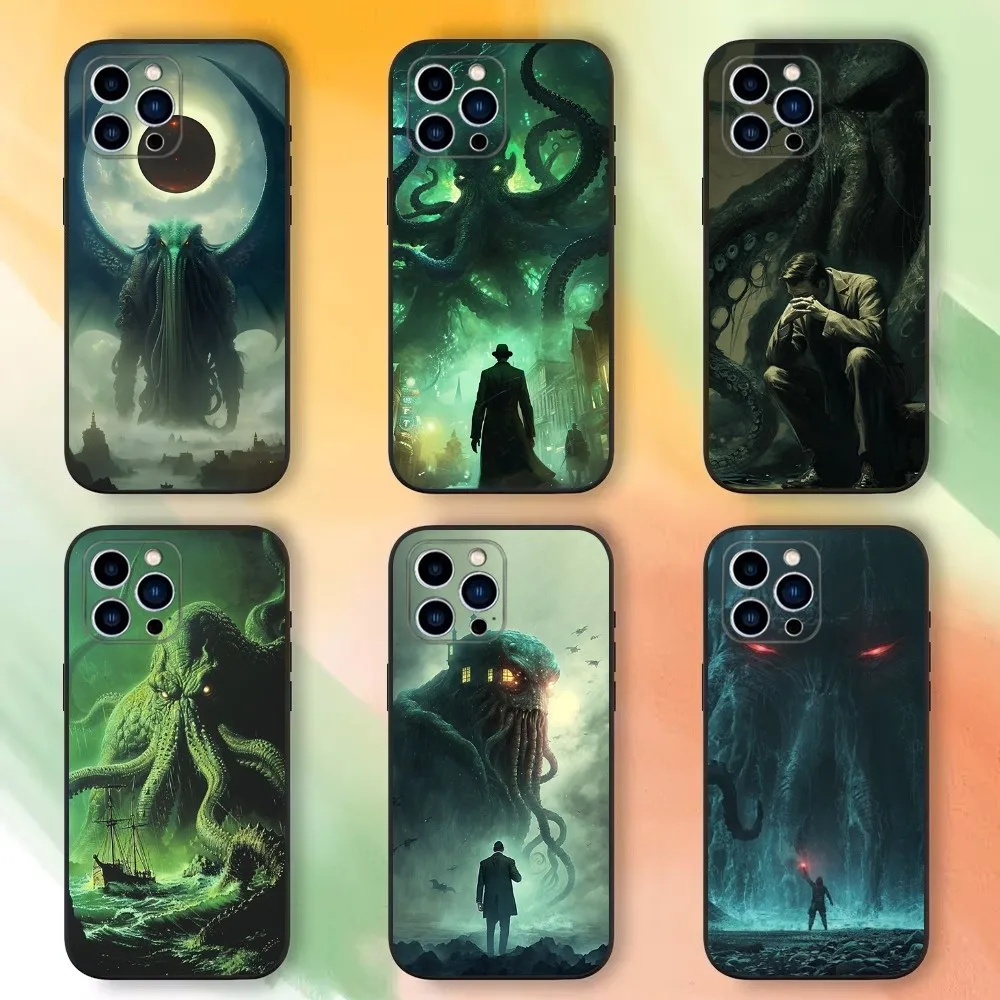 Чехол для телефона C-Cthulhu M-Mythos iPhone 16 15 14 13 12 11 Plus Pro Max XS X XR SE Mini 8 7 мягкий силиконовый