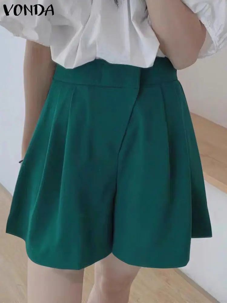 

Женские короткие брюки с высокой талией, летние горячие брюки VONDA 2022, повседневные Костюмные брюки, шорты, женские брюки большого размера