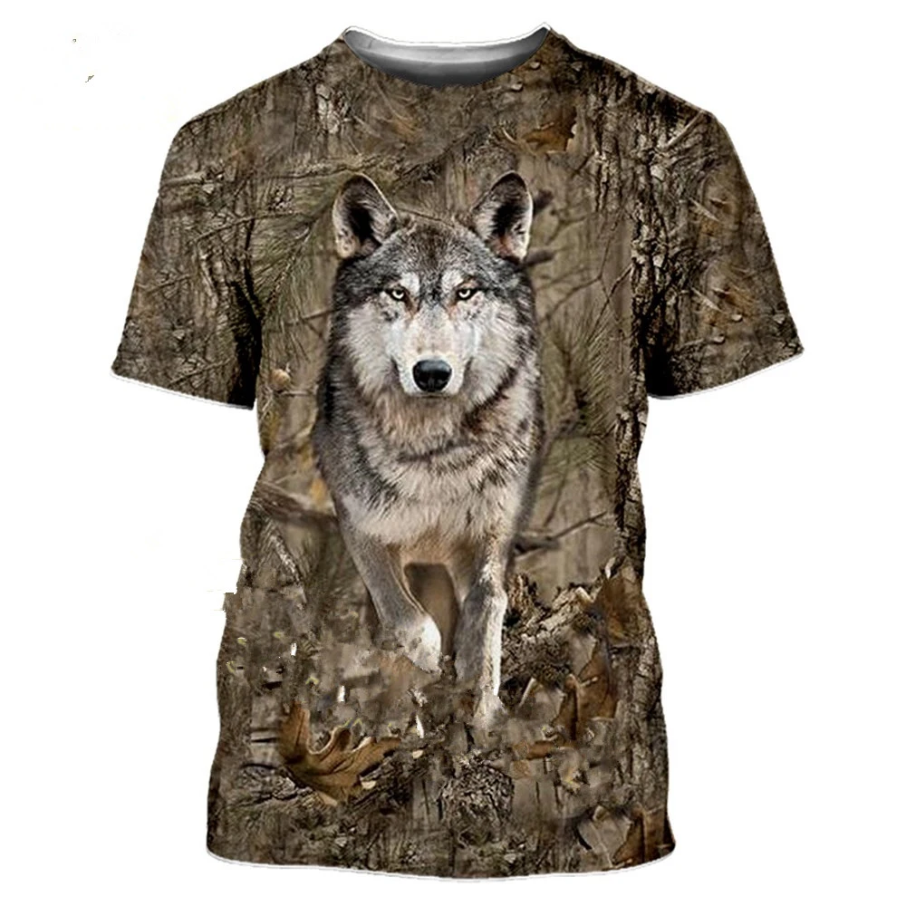 

Футболка мужская с 3D-принтом охотничьих животных, камуфляжная рубашка с круглым вырезом, топ оверсайз в стиле Харадзюку, уличная одежда для мальчиков, лето