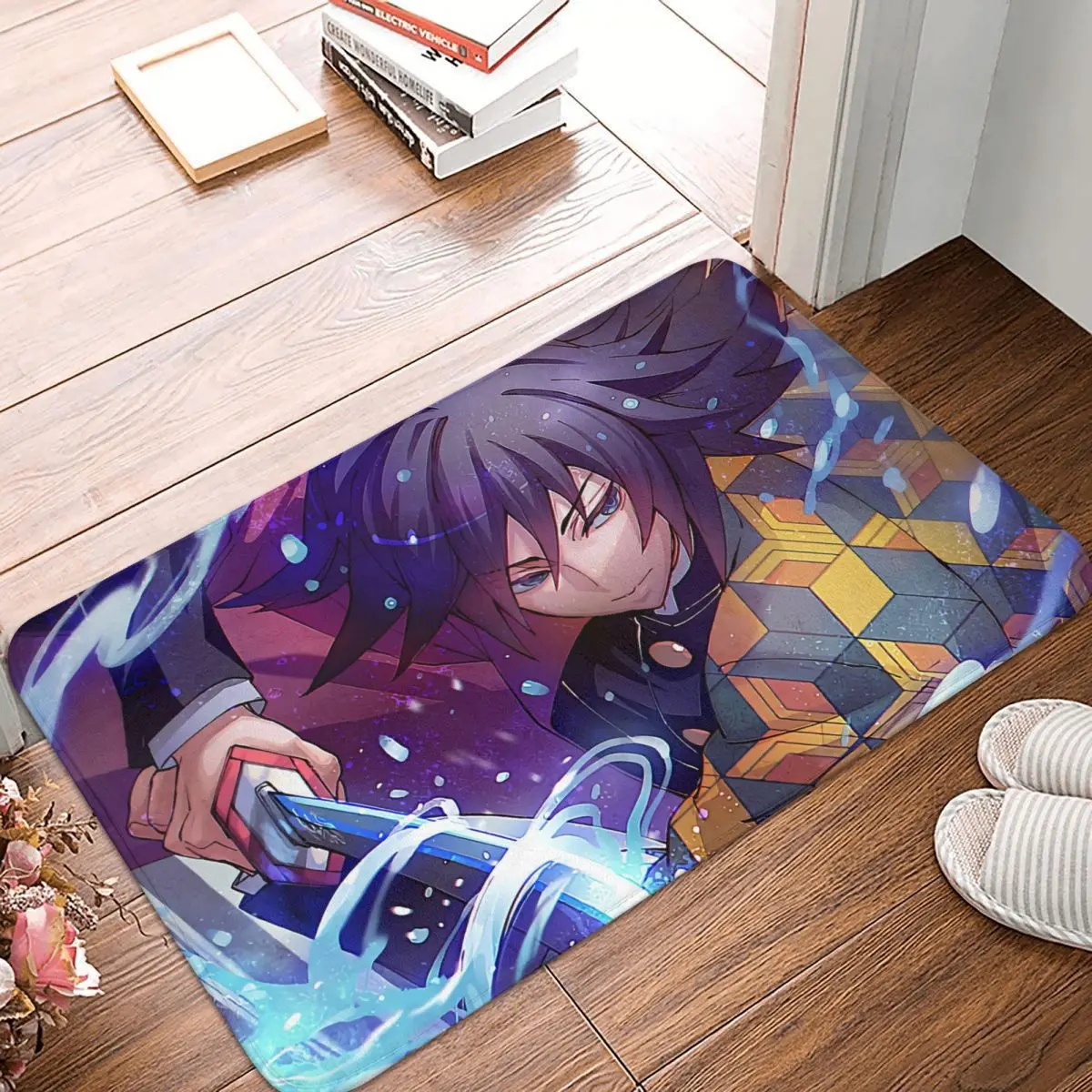 

Demon Slayer Kimetsu no Yaiba Anime Non-slip Doormat Kitchen Mat Giyuu Balcony Carpet Entrance Door Rug Indoor Decor