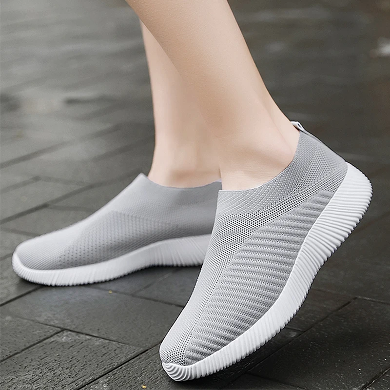 

Women Breathable Mesh Flats Plus Size 35-43 Platform Sneakers Womens Slip on Soft Ladies Casual Shoes Woman Knit Sock Shoes