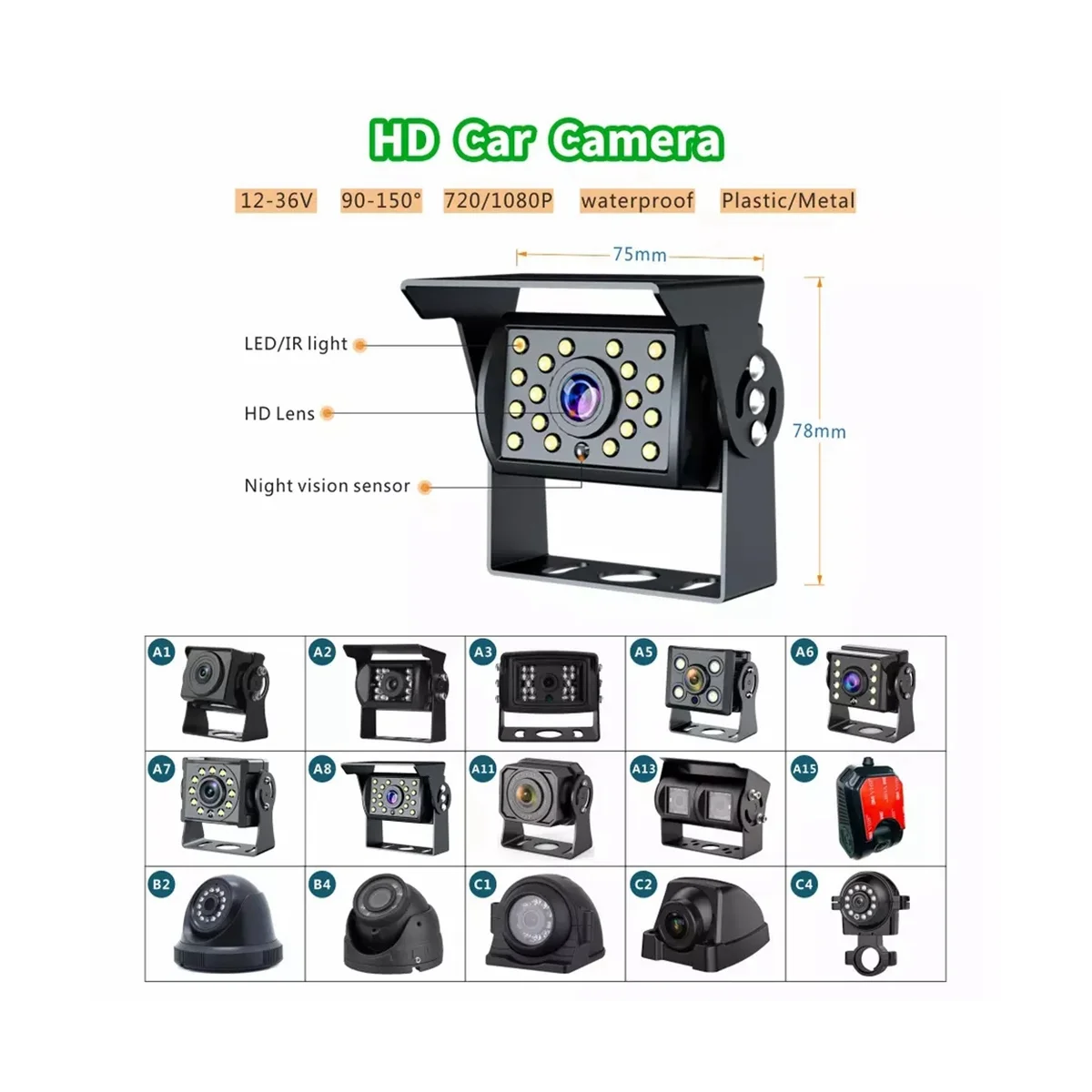 PZ612-2AHD-BSD 120 градусов Автомобильный AHD 1080P 2 мегапикселя 7-дюймовый передний и задний