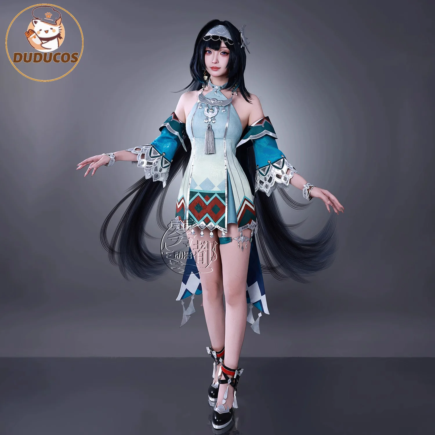 DUDU SR Lan Yan Косплей Костюм Lanyan Лань Янь Genshin Impact Полный комплект парика Хэллоуин