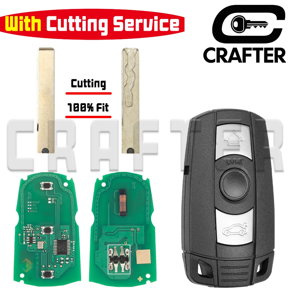 

Универсальный ключ-пульт Key Crafters CAS3 CAS3+ с чипом ID 46, частотой 315/315LP/433/868 МГц, KR55WK49127 для автомобилей BMW серий 1/3/5/X5/X6/Z4 E с возможностью нарезки ключа