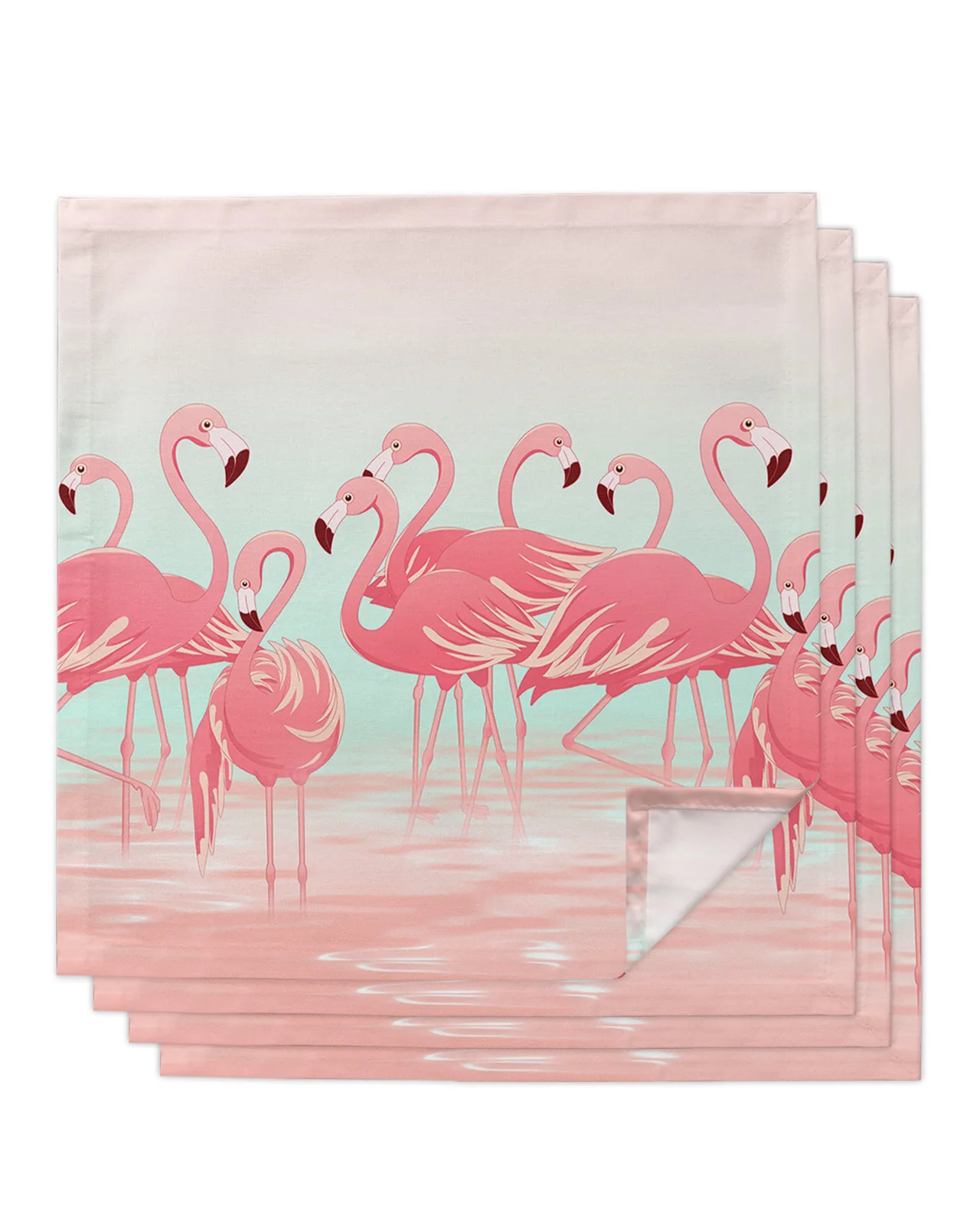 

4pcs Summer Flamingo Tropical Square 50cm Table Napkin Party Wedding Decoration Table Cloth Kitchen Dinner Serving Napkins