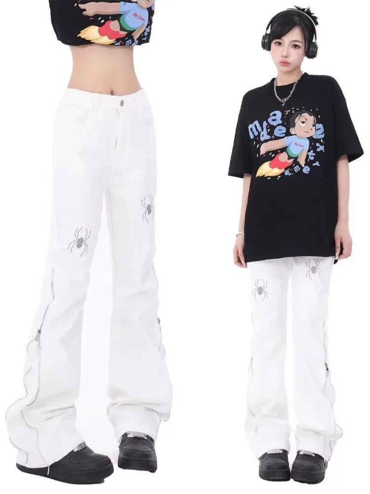 

Женские джинсы Новинка Весна-Осень Свободные повседневные Прямые модные брюки универсальные модные брендовые широкие брюки