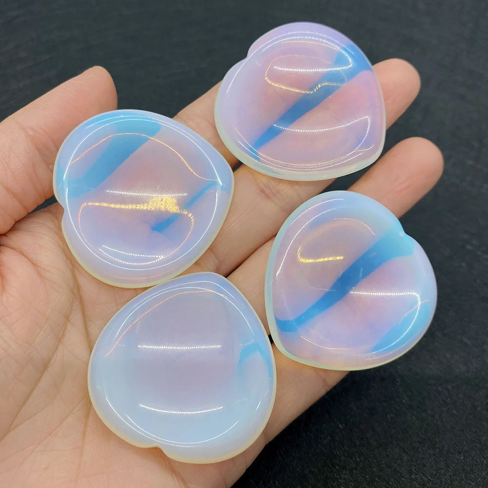 

Natural Stone Opal Pressure Reducing Artifact 40x40mm Love Heart Shaped Thumb Presser Home Decoration Healing Crystal Wholesale