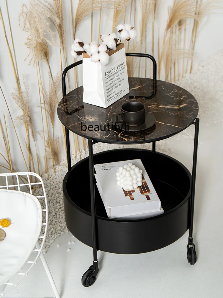

zqNordic Living Room Side Table Home Mini Small Coffee Table Multi-Layer Mobile Cart Storage Rack