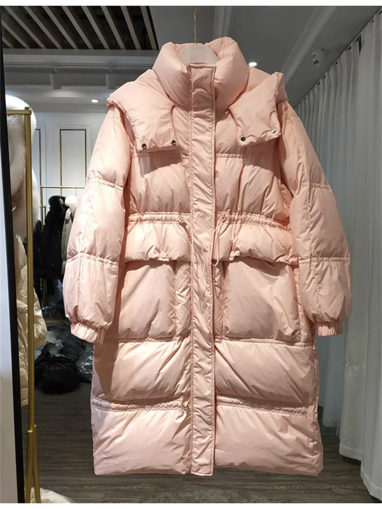 New Down Cotton Coat Women Mid-length Hooded Warm White Duck Down Jacket Female Fashion Wild Multicolor Outer Wear Tops JD2258