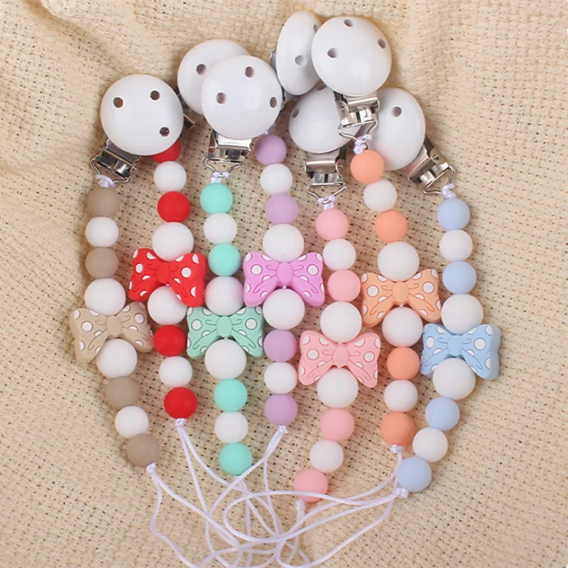 

Personalized Pacifier Chain Clip Dummy Nipples Holder Clips Babies Silicone Teething Chain Food Grade Chew Toy Gifts For Cute