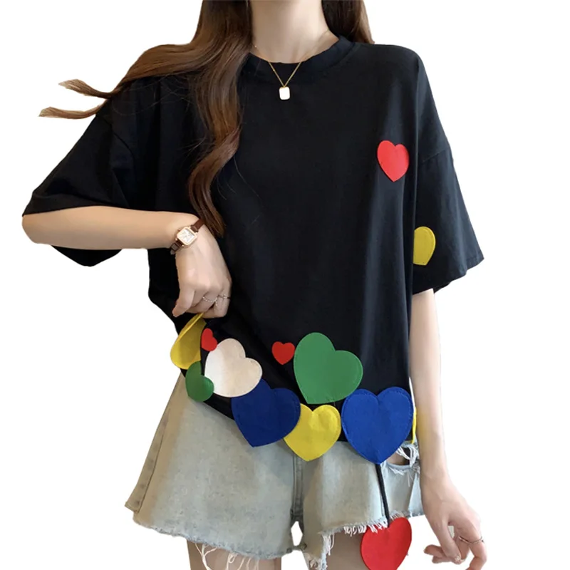 

Женская футболка с коротким рукавом и круглым вырезом, большого размера