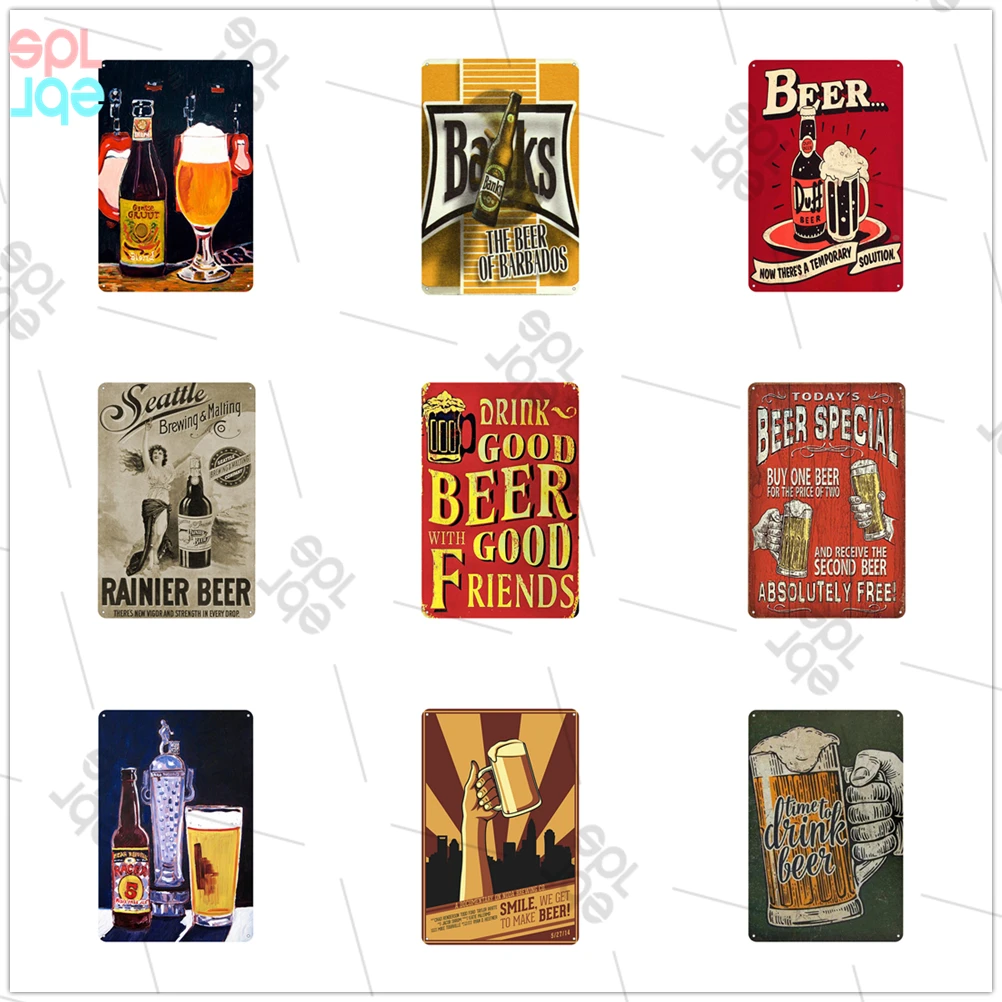 Металлические декоративные настенные Стикеры для бара, винтажная металлическая Оловянная тарелка для пива, надпись «Keep Calm and Drink A Beer», металлический знак, домашний декор