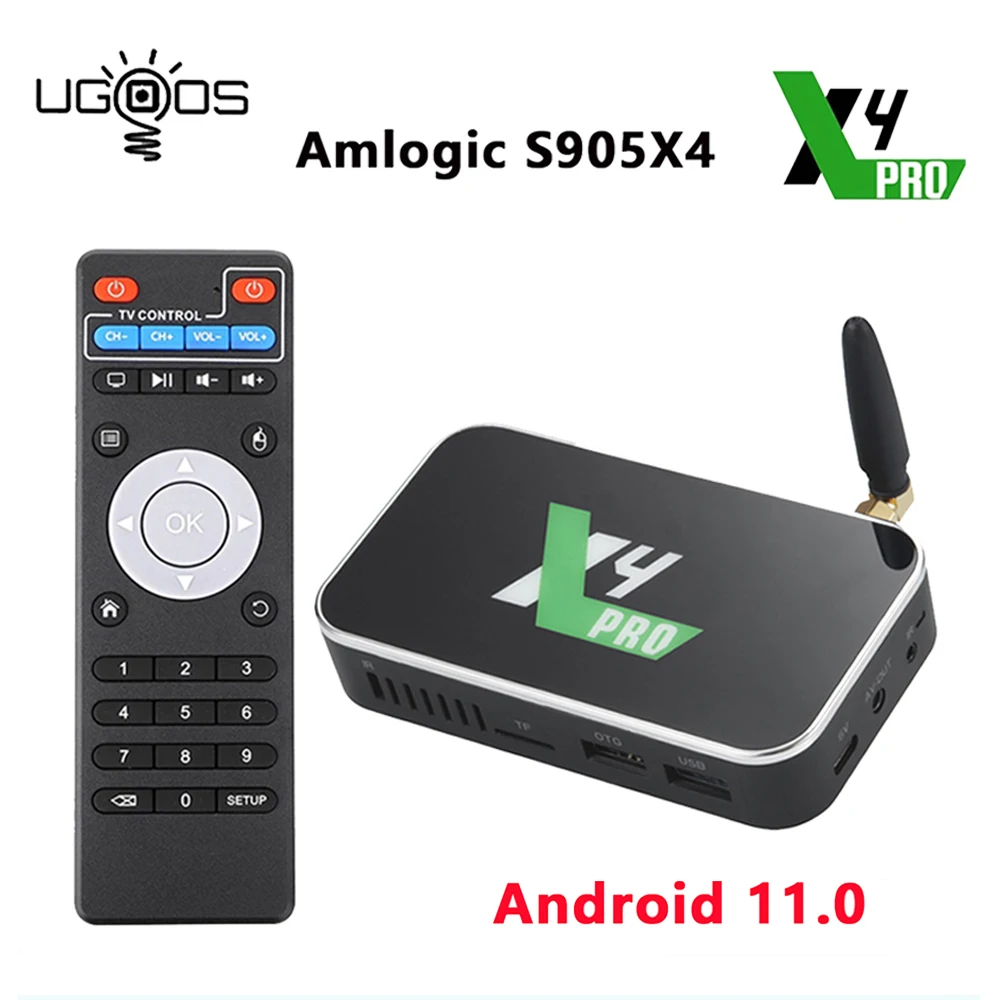 

ТВ-приставка UGOOS X4 PRO KM6, Amlogic S905X4, Android 11,0, 4 + 32 ГБ, 1000 м