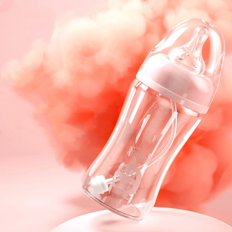 Baby Glass Bottle Soft Feel Silicone Infant Straw Water Drink Bottles For Baby Milk Feeder Set Baby Leakproof Feeding Bottle enlarge