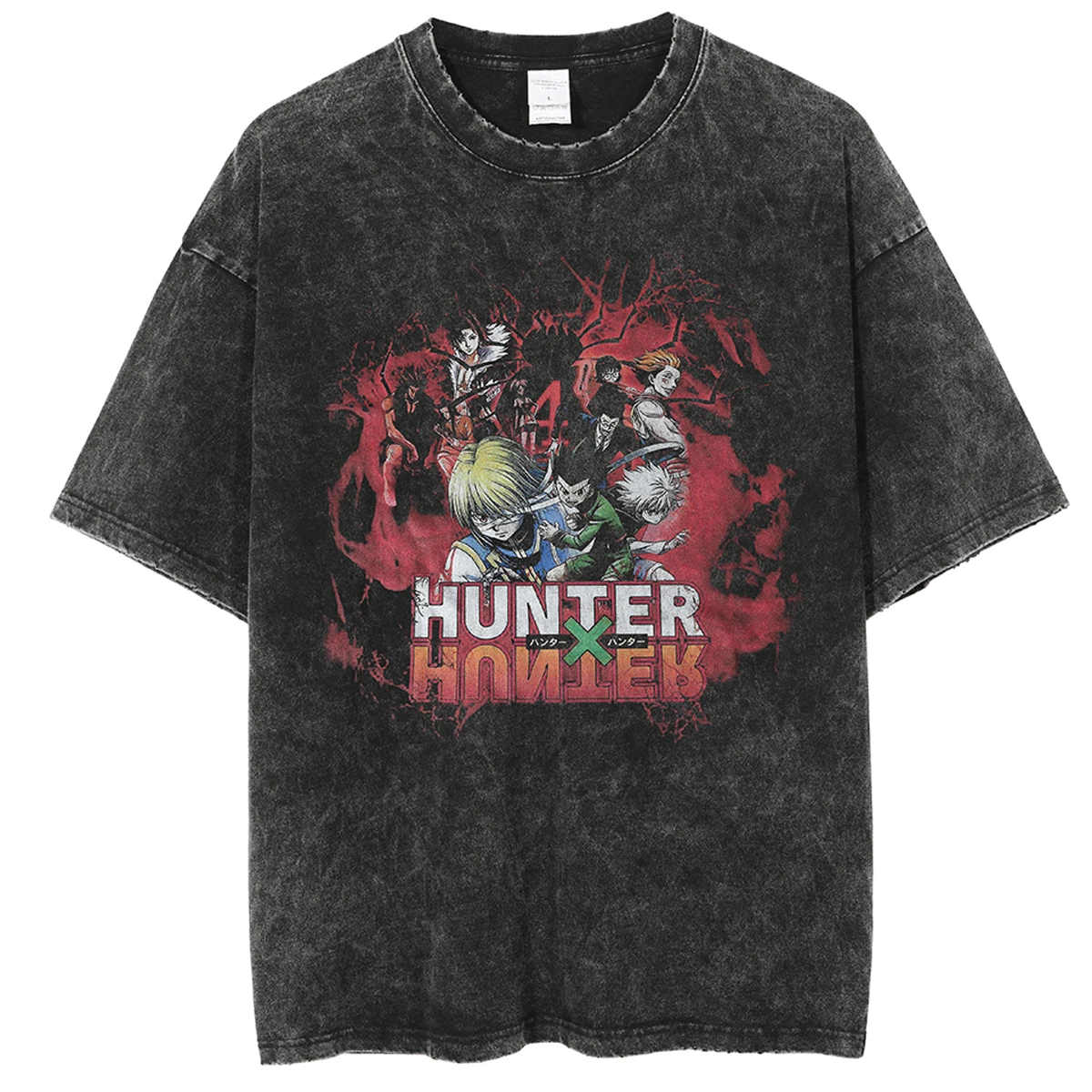 

Футболка мужская Винтажная с принтом Hunter x Hunter, хлопковая Повседневная тенниска с принтом в стиле хип-хоп, с эффектом потертости, с коротким рукавом, в стиле Харадзюку, на лето
