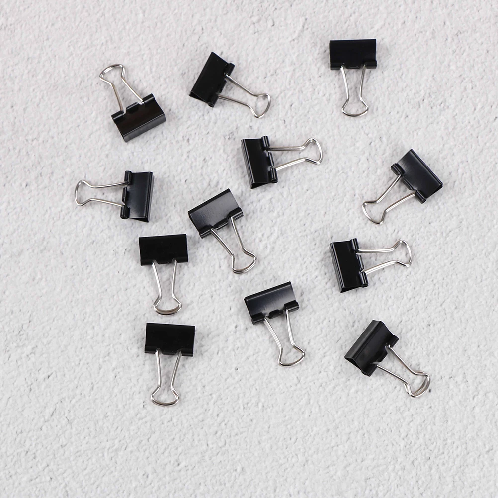

12Pcs Metal Black Binder Clips Notes File Letter Paper Clip Photo Binding Stationery Accessories Office Supplies 15mm