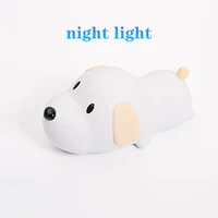 silicone dog led night light touch sensor 2 colors dimmable timer usb rechargeable bedside puppy lamp for children baby gift