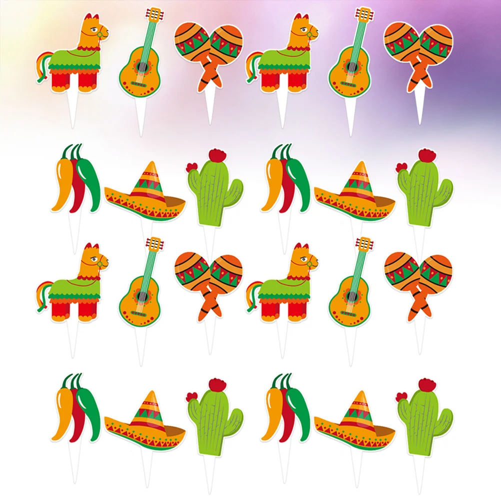 

Party Toppers Cake Mexican Picksdessert Fruit Theme Toothpick Festival Summer Straw Cupcake Papersucculent Hat Insert