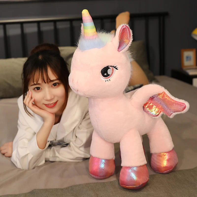 Huggable милый Единорог мечта Радуга плюшевая игрушка Розовая белая лошадь милая девочка домашний декор подушка для сна подарок на день рождения для детей