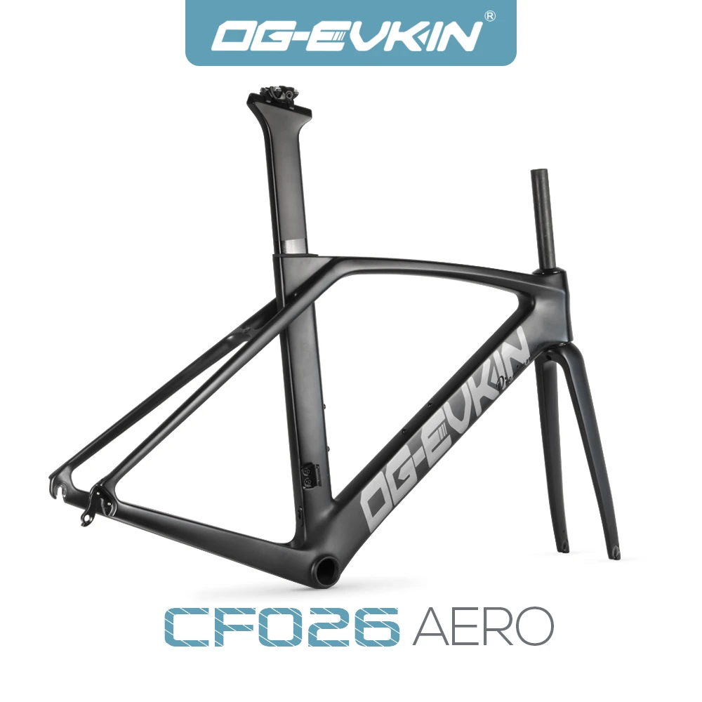 OG-EVKIN CF-026-V AERO Carbon Road Frame Internal Cable Routing Bicycle Rim V-Brake BB86 700C Black Racing Bike Frames Frameset