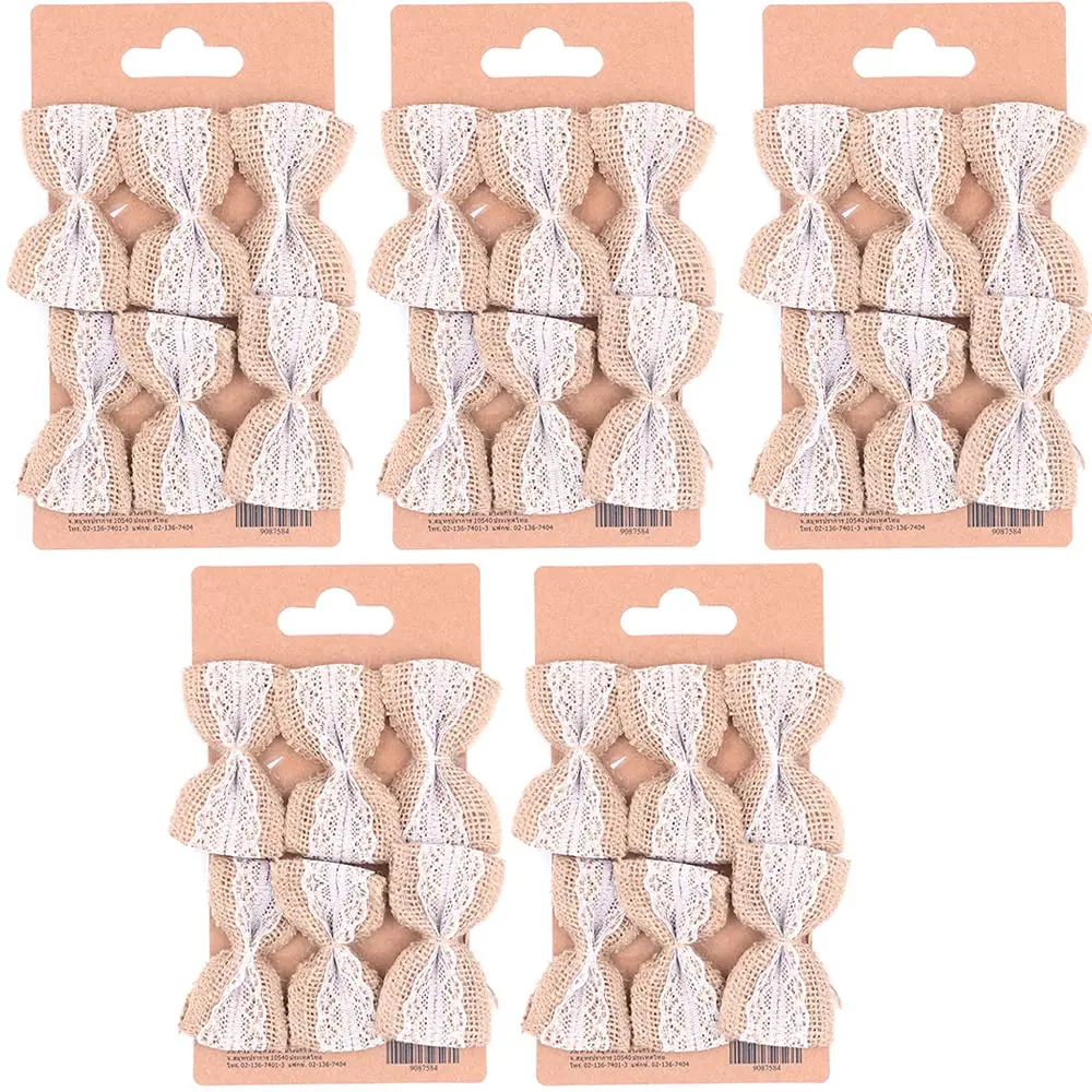 

30pcs Hessian Burlap Lace Bows Embellishment Rustic Wedding Party Christmas Tree Craft Decoration