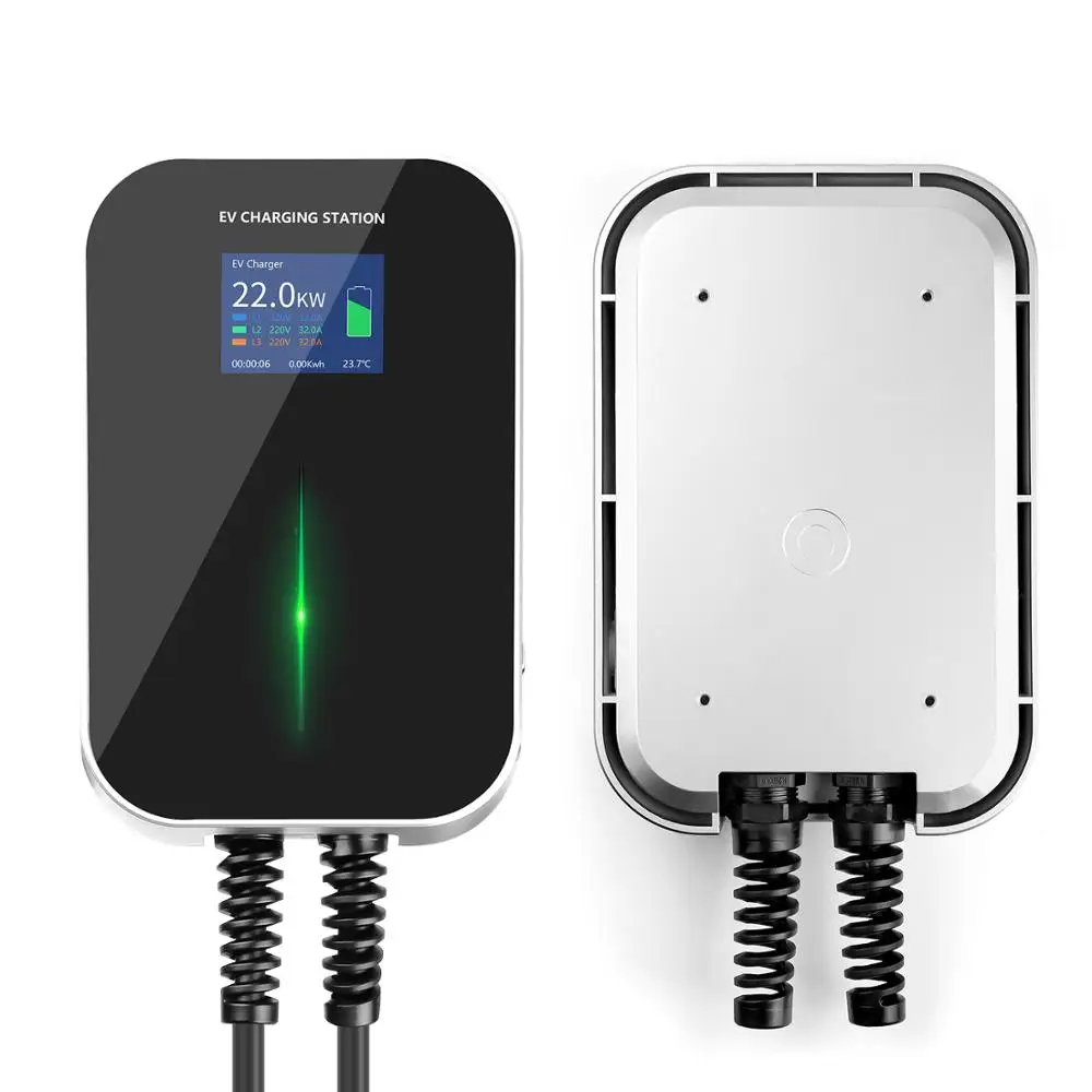 EV зарядное устройство 32A 3-фазная EVSE Wallbox зарядная станция с кабелем типа 2 IEC 62196-2 22