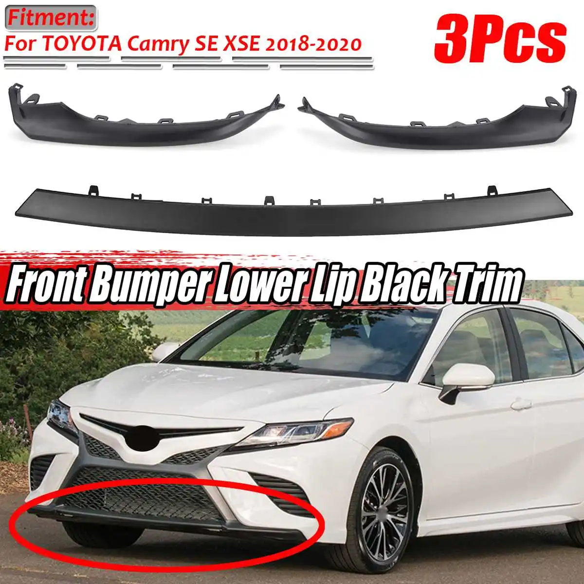

Car Front Bumper Splitter Lip Grille Lower Trim Molding Diffuser Guard Cover Trim For TOYOTA Camry SE XSE 2018-2020 5312206040