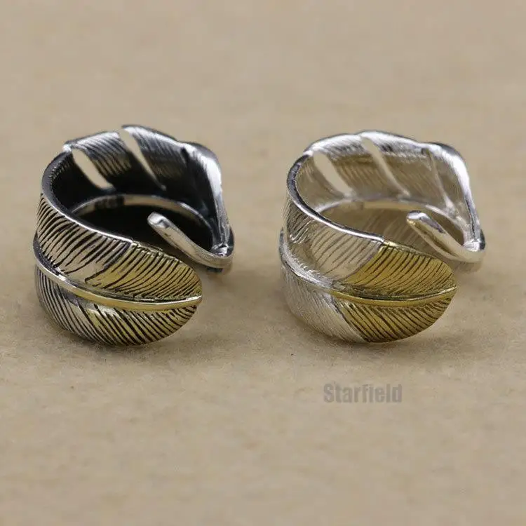 

Temperament Open-ended Thai Silver Ring Men And Women Fashion S925 Sterling Silver Feather Ring Jewelry
