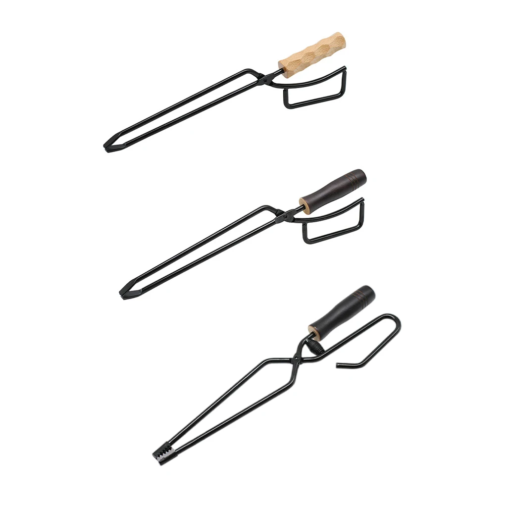 

8 мм железные щипцы для огня, портативная ручка, термостойкий зажим для сбора дров, зажим для барбекю для активного отдыха, тип 2 с пружиной