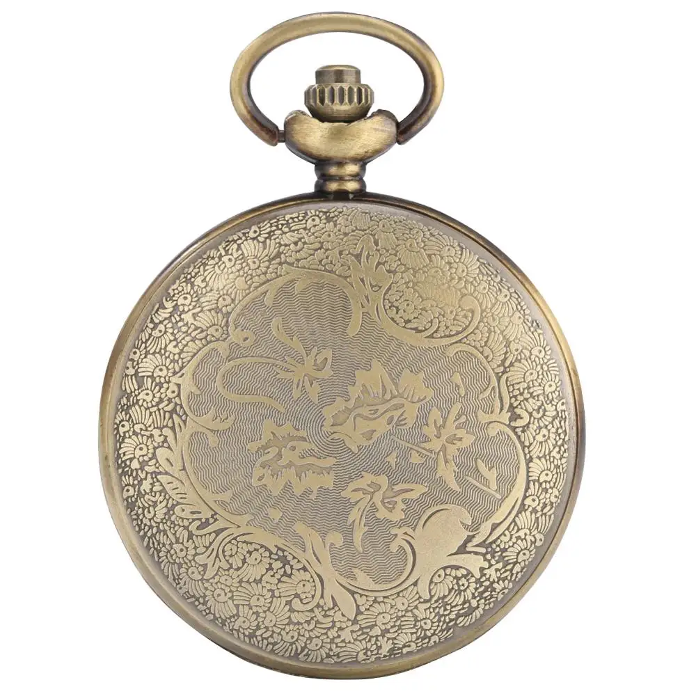 Retro Bronze Necklace Quartz Pocket Watch Analog Pendant Full Hunter Antique Classic Style Vintage Chain Clocks for Men Women