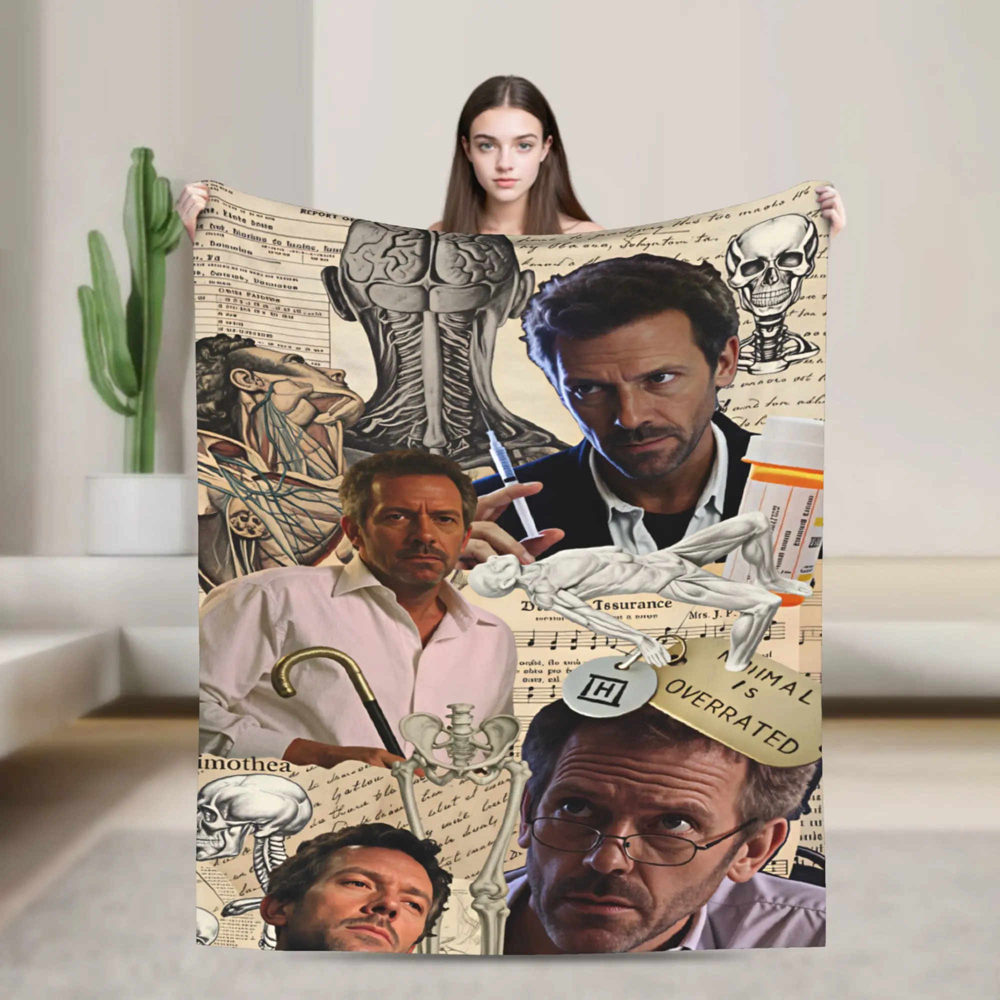 Фото Плед Dr House MD, фланелевое покрывало для пикника, для дивана, кресла, кровати, теплое, мягкое, на заказ, качественное, подарочное покрывало №1