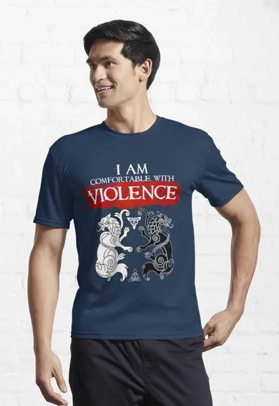 Я удобно с точестью. Футболка Wolves Geri and Freki 100% хлопок повседневная мужская