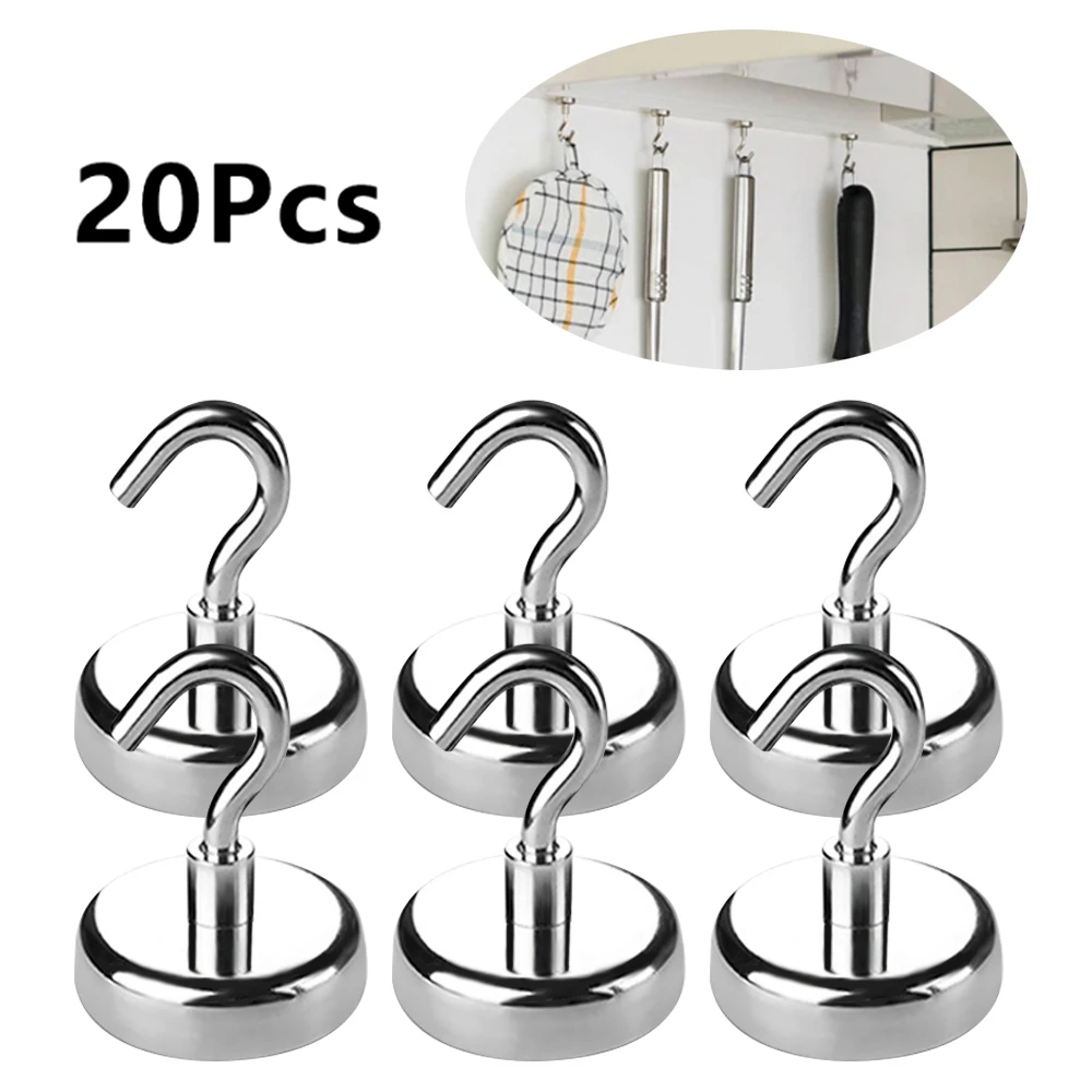 

20Pcs Magnet Hooks Heavy Suction Magnetic Hitch Rust Proof Eyebolt Clasp Strong Neodymium Magnet Holder for Kitchen/Office