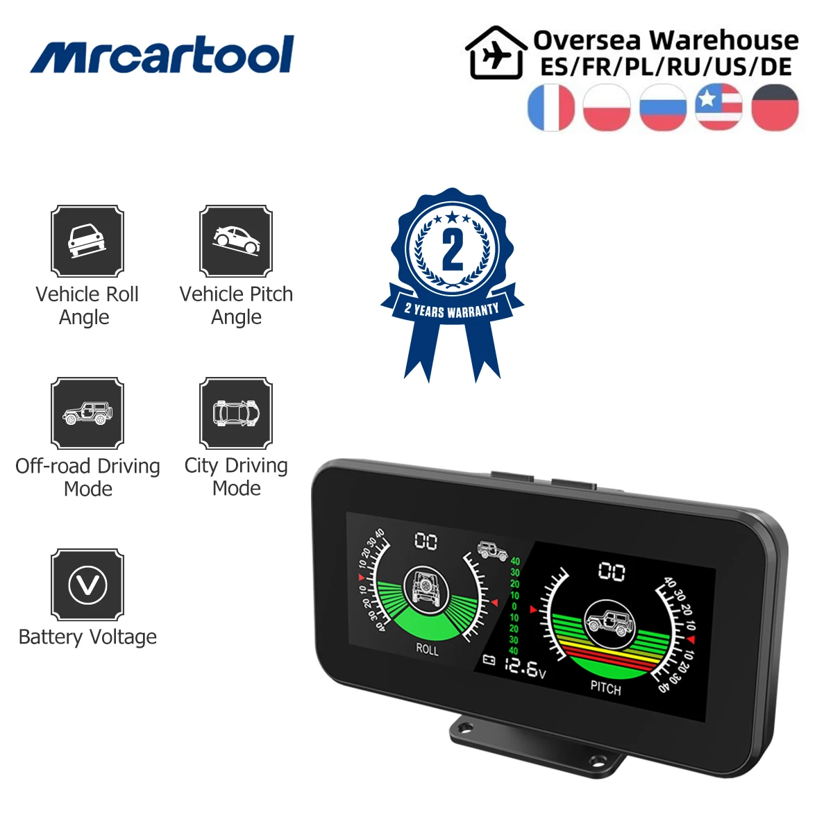 

MRCARTOOL M50 GPS Inclinometer Car Slope Meter HUD Head Up Display Overspeed Alarm Off-road Accessories Digital Odometer Compass