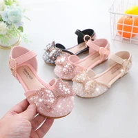 girls princess sandals 2022 summer baby pearl rhinestones bow baotou shoes fashion non slip flats childrens shoes for wedding