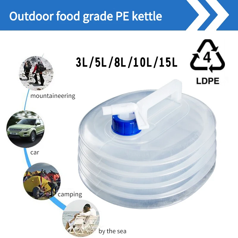 

Outdoor Portable Storage Kettle Camping Emergency PE Folding Water Bag Food Grade Retractable Bucket Large Capacity Bucket 3L15L