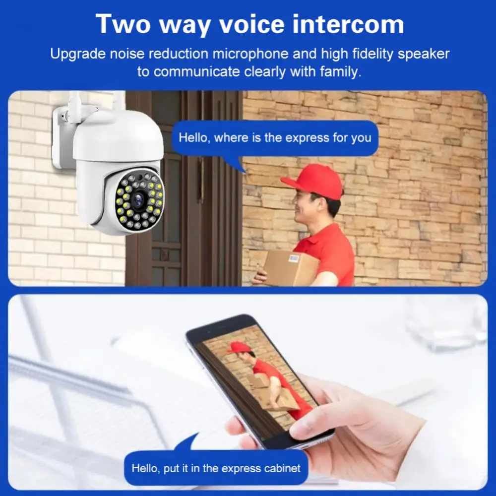 

Surveillance Camera Noise Reduction 360 Degree Rotation Two-way Intercom Waterproof Dustproof Smart Home Security Camera Cctv