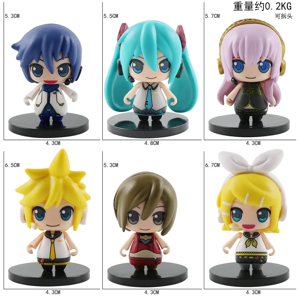 Новинка аниме Hatsune, Мику, Кайто, Рин, лен, лука, версия Q, кавайная фигурка, игрушки из ПВХ, кукольные украшения, подарки, 1 шт., 5 см (art.: 3920c47ec91ee) - 3920c47ec91ee