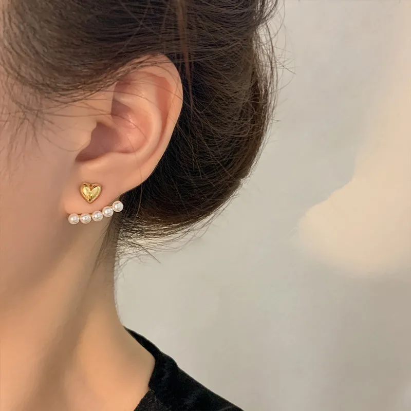 

2022 Trend New Minimalist Imitation Pearls Stud Aesthetic Earrings for Women Korea Boho Modern Heart Earring Party Jewelry Gift