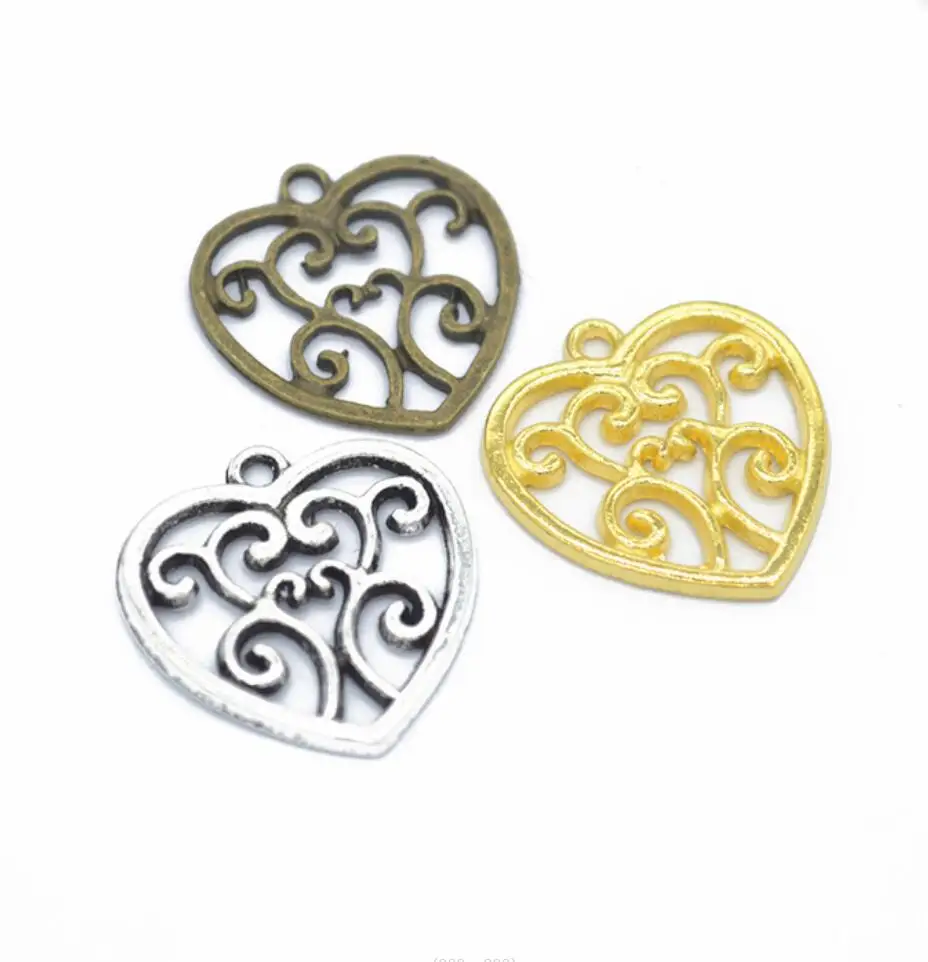 

50PCS 22*21mm Picture Color Hollow Hearts Charms Geometry Pendant Metal Alloy DIY Necklace Bracelet Earrings Marking F0290