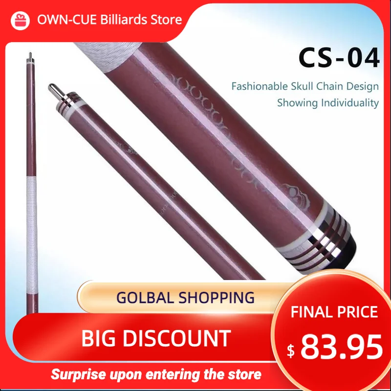 

FURY CS-4 Pool Cue Stick Wine Red Billiard Cue 11.75mm Tiger Everest Tip Maple Shaft With Case Professional Billiard Skull Maker